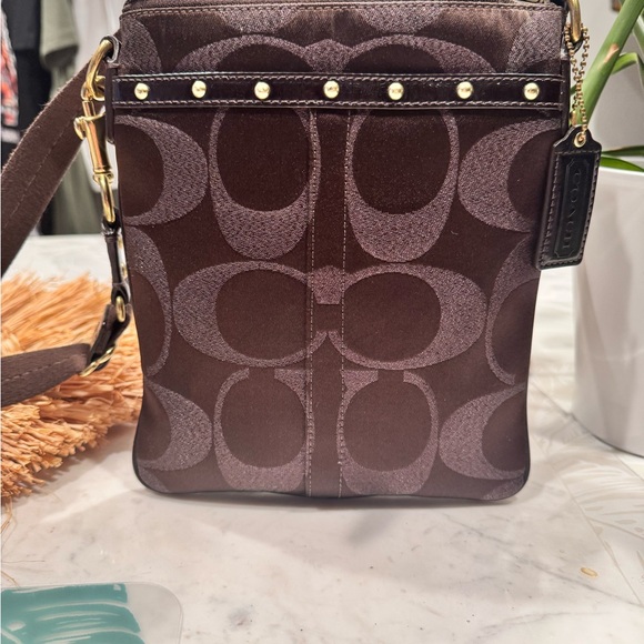 Coach Dark Brown Crossbody Bag with Gold Accents - Picture 1 of 4